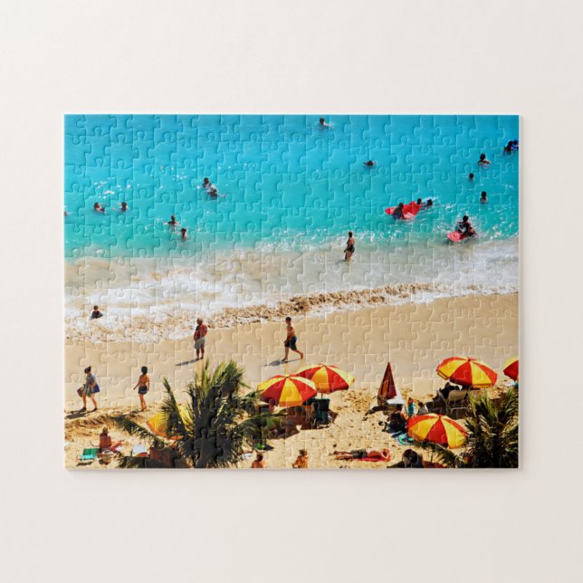 Elevated View Of Waikiki Beach Scene, Honolulu Jigsaw Puzzle (Horizontal)
