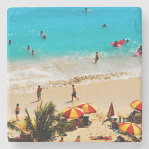 Elevated View Of Waikiki Beach Scene, Honolulu Stone Coaster