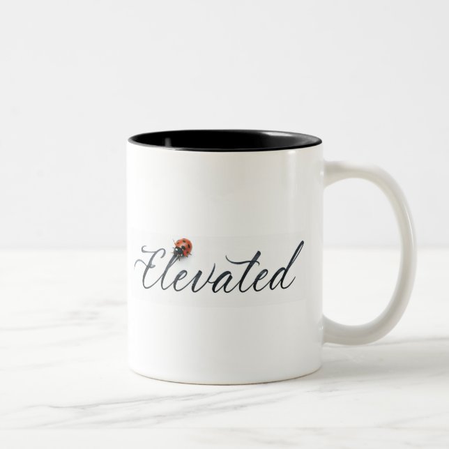 Elevated with a ladybug Two-Tone coffee mug (Right)