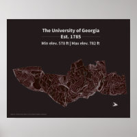 Elevation map of the University of Georgia campus