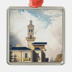 Elevation of an Italian Villa or Hunting Lodge Metal Tree Decoration