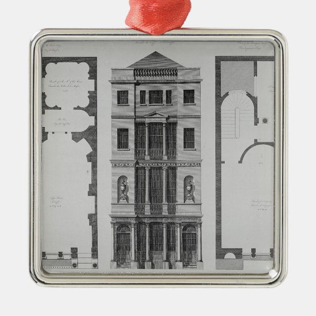 Elevation of the British Coffee House Metal Tree Decoration (Front)