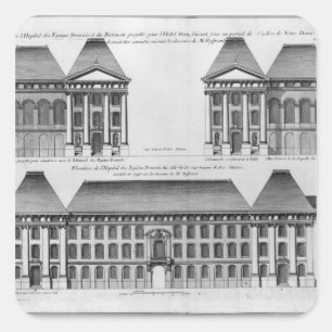 Elevation of the Hopital des Enfants Trouves Square Sticker