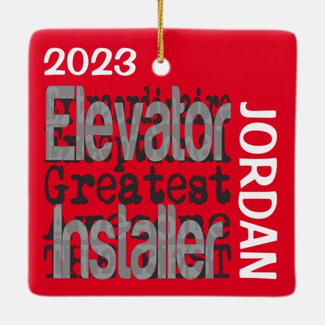 Elevator Installer Extraordinaire CUSTOM Ceramic Ornament (Back)