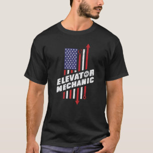Elevator Mechanic American Flag Proud Mechanic T-Shirt