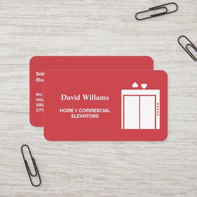 Elevator Mechanic Business Card (Front/Back In Situ)