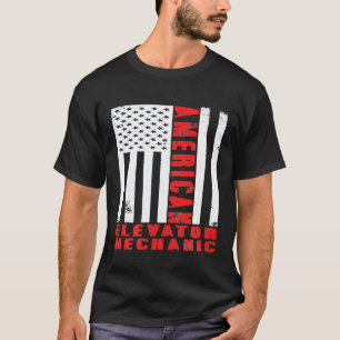 Elevator Mechanic Maintenance Flag American Techni T-Shirt