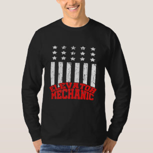 Elevator Mechanic Maintenance Life Us Flag Technic T-Shirt