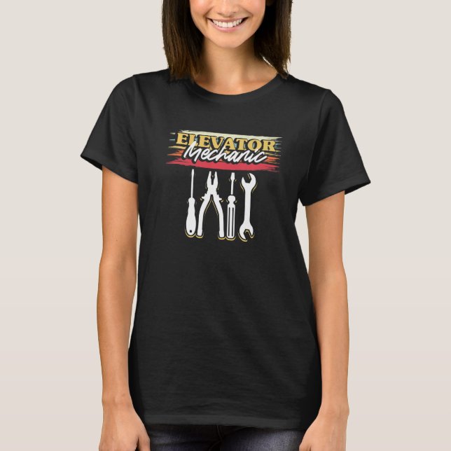 Elevator Mechanic Maintenance Mentoring Technician T-Shirt (Front)