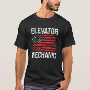 Elevator Mechanic Technician US American Flag Dist T-Shirt