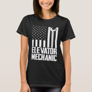 Elevator Mechanic Usa Flag For Elevator Repairman T-Shirt