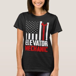 Elevator Mechanic Usa Flag For Elevator Technician T-Shirt
