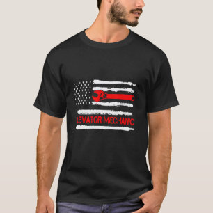 Elevator Mechanic Usa Patriotic Flag For Technicia T-Shirt