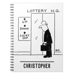 Elevator or Lift in a Lottery Headquarters Cartoon Notebook