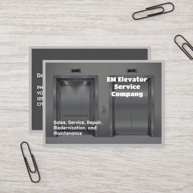 Elevator Service Business Card (Front/Back In Situ)