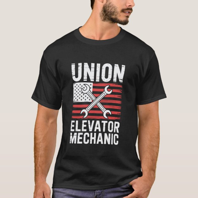 Elevator Technician Union Elevator Mechanic T-Shirt (Front)
