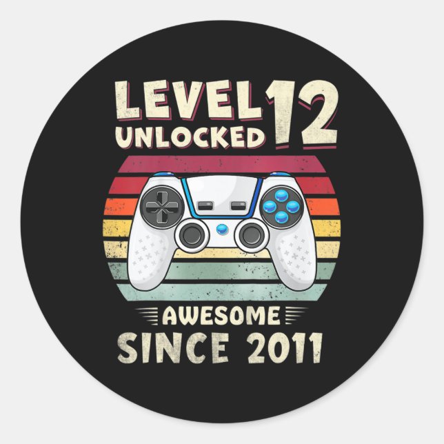 Eleven 11yr Bday Boy Funny Gamer 11th 11 Year Old  Classic Round Sticker (Front)