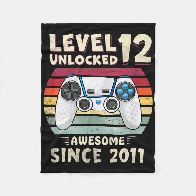 Eleven 11yr Bday Boy Funny Gamer 11th 11 Year Old  Fleece Blanket (Front)