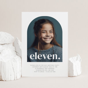 Eleven Arched Photo Birthday Invitation