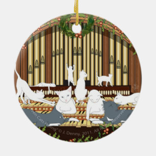 Eleven Cats Piping... double sided Ceramic Tree Decoration