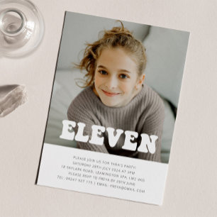 Eleven - Groovy Photo Birthday Invitation