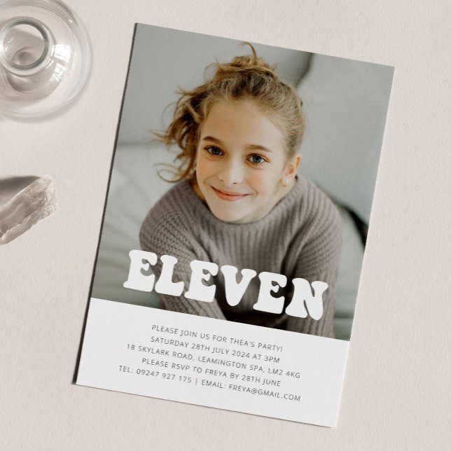 Eleven - Groovy Photo Birthday Invitation  (Eleven - Groovy Photo Birthday Invitation)