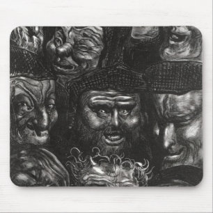 Eleven grotesque faces mouse pad