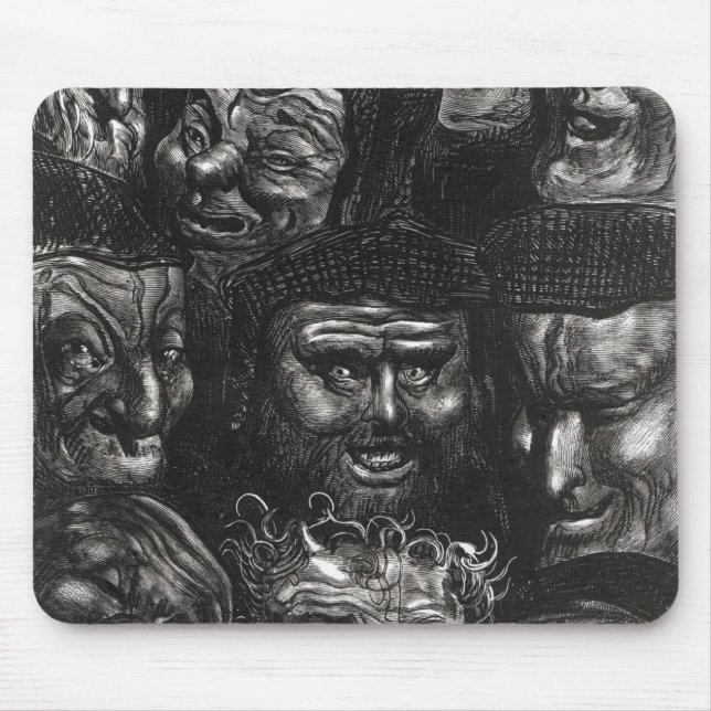 Eleven grotesque faces mouse pad (Front)