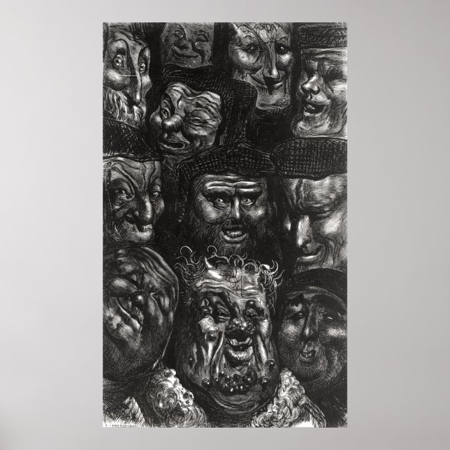 Eleven grotesque faces poster (Front)