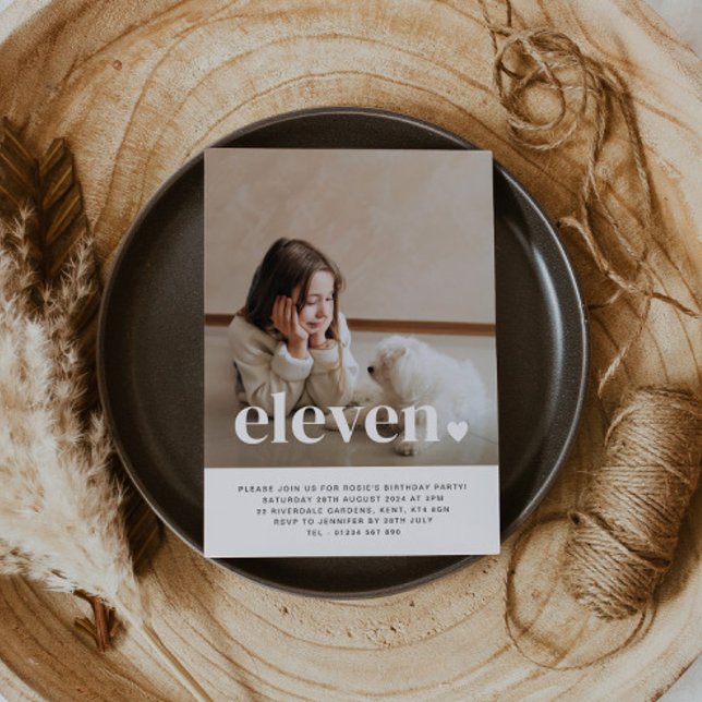 Eleven Heart Photo Birthday Invitation  (Creator Uploaded)