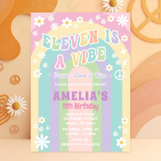 Eleven is a vibe birthday invitation