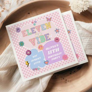 Eleven Is A Vibe Preppy Patch 11th Birthday Party Napkin