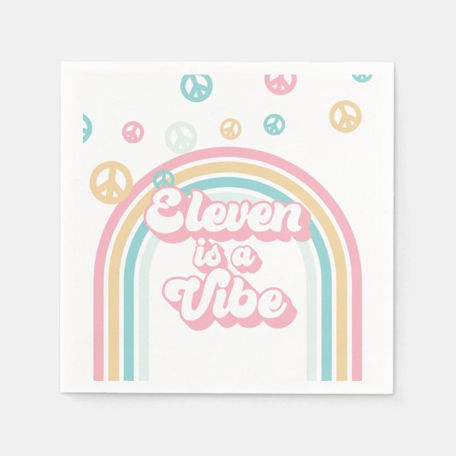 Eleven is a Vibe Retro Summer Rainbow Napkin (Front)
