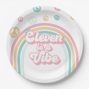 Eleven is a Vibe Retro Summer Rainbow Paper Plate