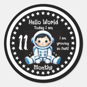 Eleven months baby milestone Astronaut  Classic Round Sticker