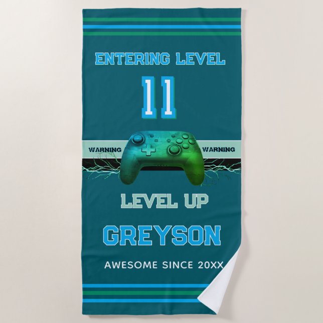 Eleven! Perfect 11 Year old Birthday  Beach Towel (Front)
