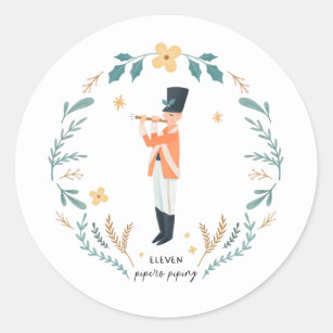 Eleven Pipers Piping 12 Days of Christmas Folk Classic Round Sticker