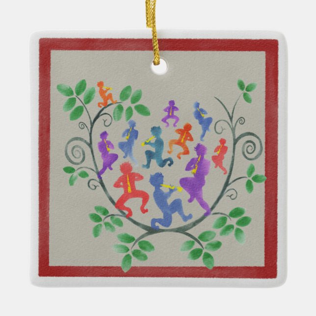 Eleven Pipers Piping Christmas Ornament (Front)