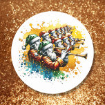 Eleven Pipers Piping | Twelve Days of Christmas Classic Round Sticker<br><div class="desc">Twelve Days of Christmas themed stickers with Eleven Pipers Piping watercolor illustration.</div>