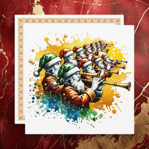 Eleven Pipers Piping Twelve Days of Christmas Holiday Card