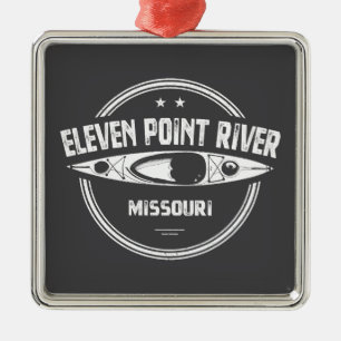 Eleven Point River Missouri Kayaking Metal Tree Decoration