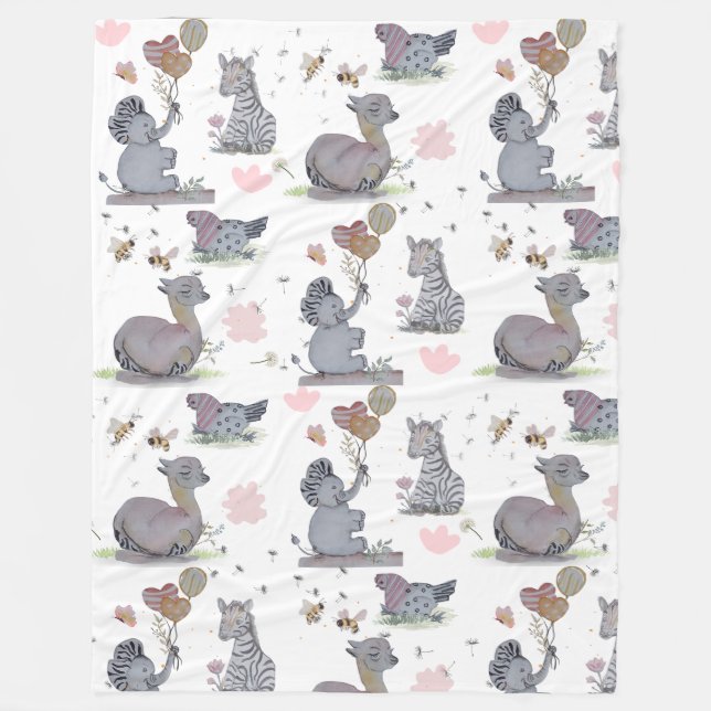 "Eleze Elephant & Polka Hen" Boganhues Blanket (Front)