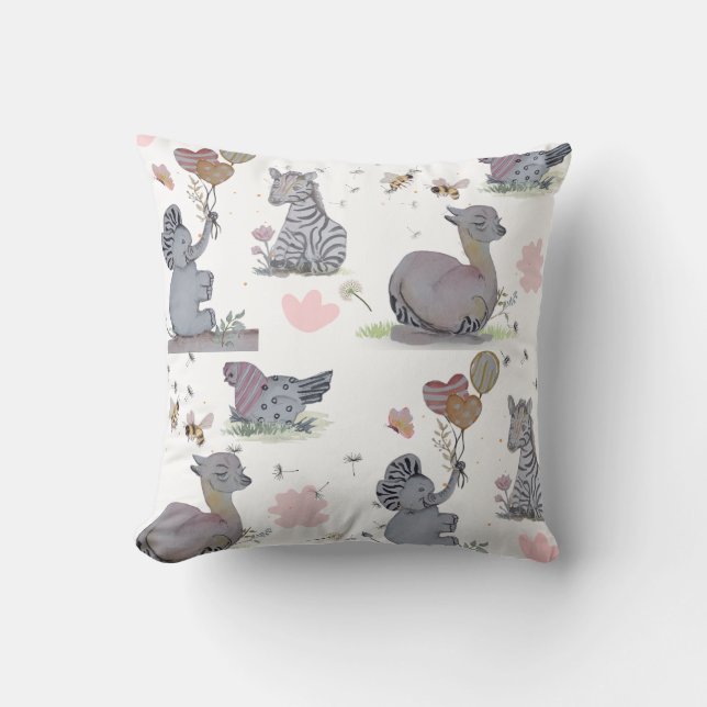 "Eleze Elephant & Polka Hen" Boganhues Blanket Cushion (Front)