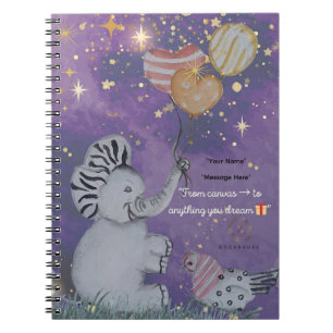 "Eleze Elephant & Polka Hen" Boganhues cover Notebook