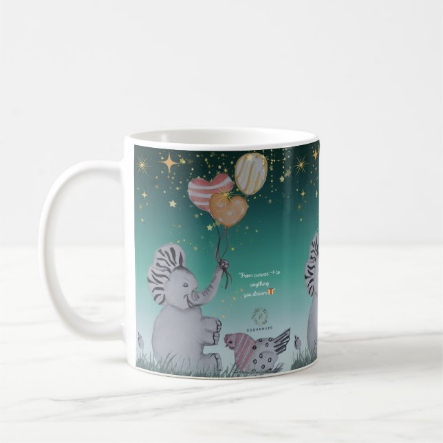 "Eleze Elephant & Polka Hen" Boganhues print Coffee Mug (Left)