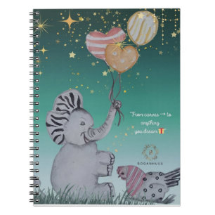 "Eleze Elephant & Polka Hen" Dreamy Notebook cover