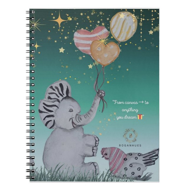 "Eleze Elephant & Polka Hen" Dreamy Notebook cover (Front)