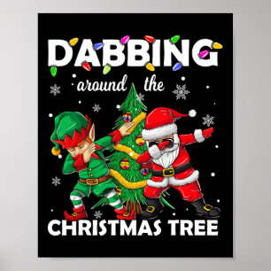 Elf & Dabbing Santa Kids Boys Men Claus Dab Xm Poster