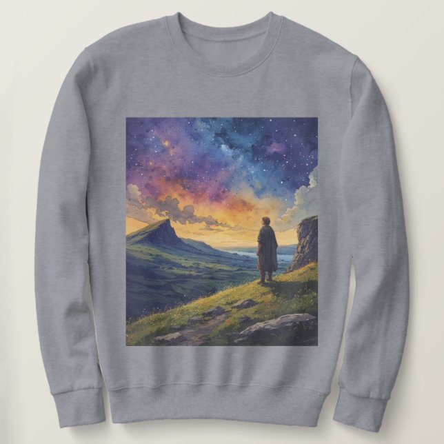 Elf Ancient Ireland Under the Night Sky Sweatshirt (Design Front)