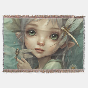 Elf and Dragonfly 1 Throw Blanket